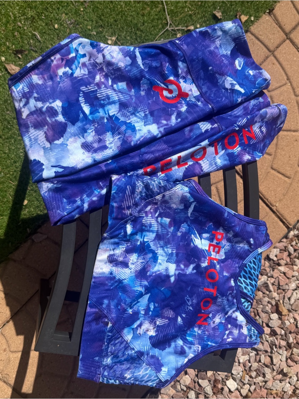 Peloton Purple & Blue Abstract Workout Bra and Tank